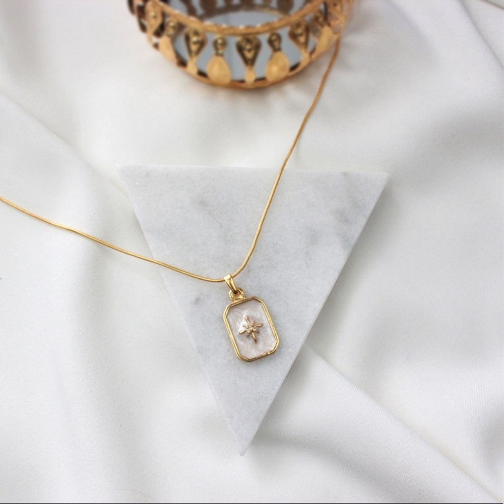 Gold Plated Square North Pole Necklace